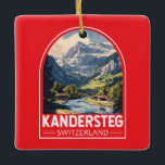 Kandersteg Schweiz Reisen Keramikornament<br><div class="desc">Kandersteg retro Vektor Reise Design. Kandersteg ist ein Bergdorf im Berner Oberland in der Schweiz. Trails,  wie die herausfordernde Allmenalp,  und eine Seilbahn führen nach Osten zum Oeschinen See.</div>