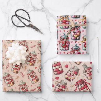 Kandidengläser und Süßigkeiten Geschenkpapier Set