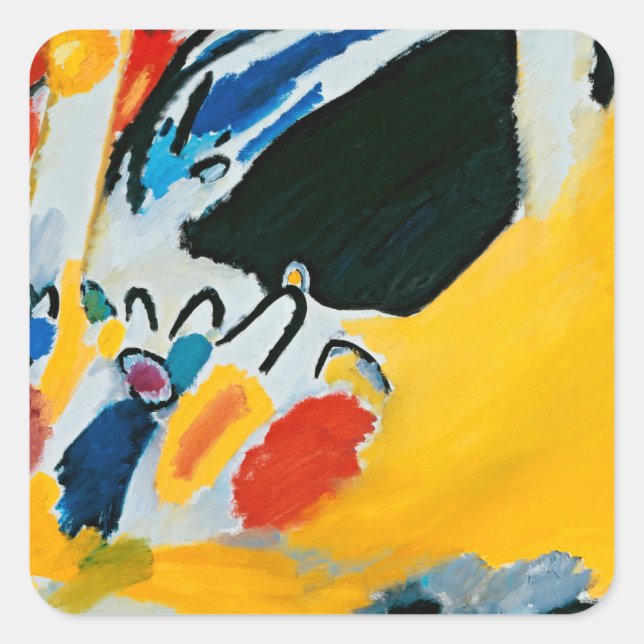 Kandinski Impression III Konzert Abstrakte Malerei Quadratischer Aufkleber (Vorderseite)
