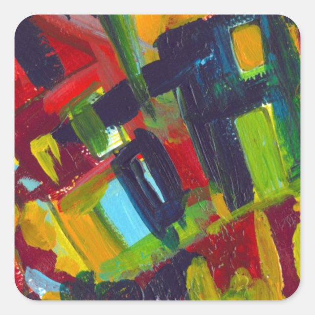 Kandinsky 304 Abstrakte Kunstwerke Quadratischer Aufkleber (Vorderseite)
