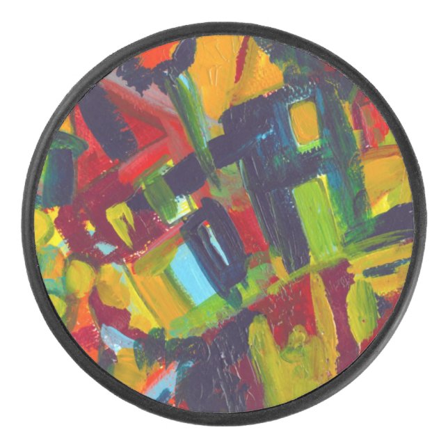 Kandinsky '304' Abstrakte Malerei Eishockey Puck (Vorderseite)