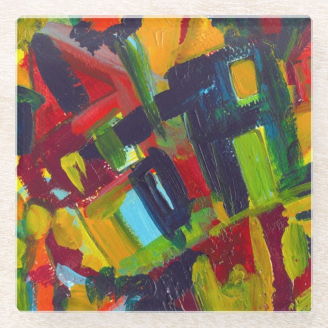 Kandinsky '304' Abstrakte Malerei Glasuntersetzer (Vorderseite)