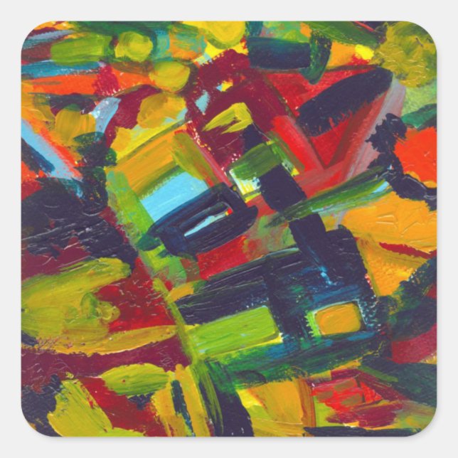 Kandinsky '304' Abstrakte Malerei Quadratischer Aufkleber (Vorderseite)