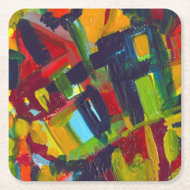 Kandinsky '304' Abstrakte Malerei Rechteckiger Pappuntersetzer (Vorderseite)