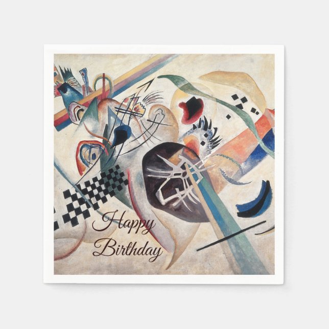 Kandinsky Abstrakt Art Happy Birthday Serviette (Vorderseite)