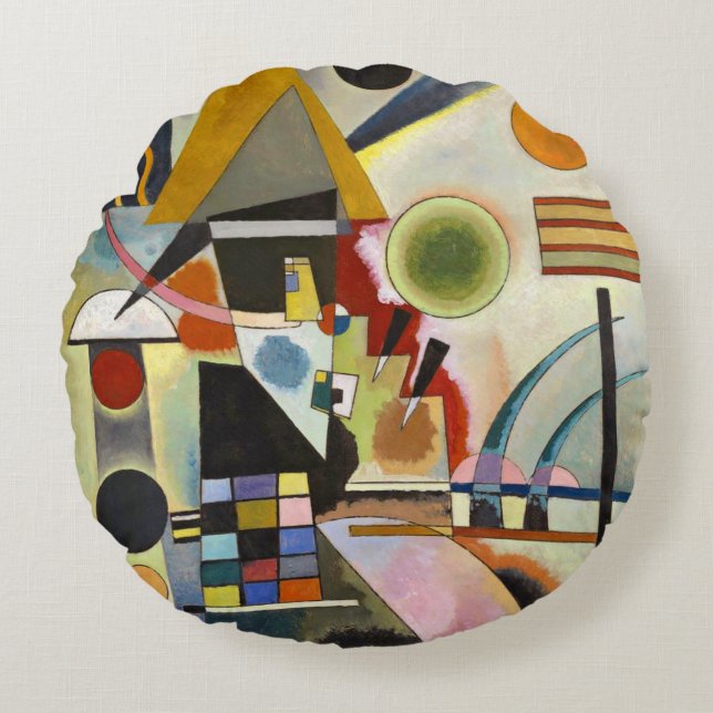 Kandinsky Abstrakt Artwork Rundes Kissen (Vorderseite)
