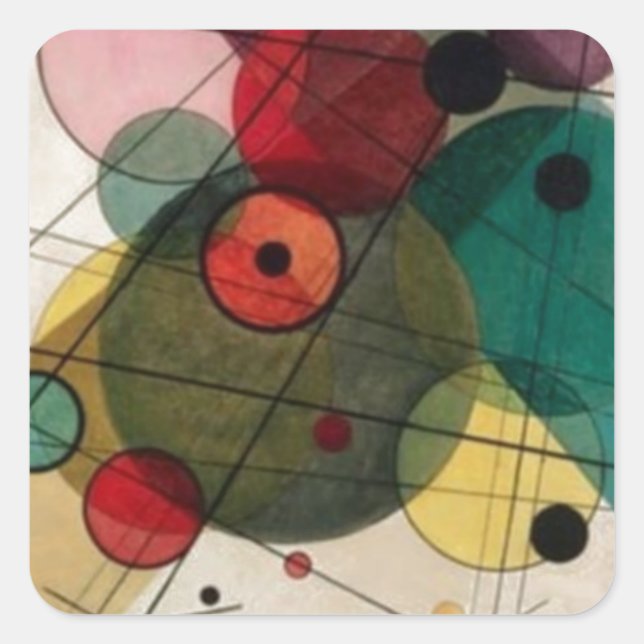 Kandinsky Abstrakt Circles-Aufkleber Quadratischer Aufkleber (Vorderseite)