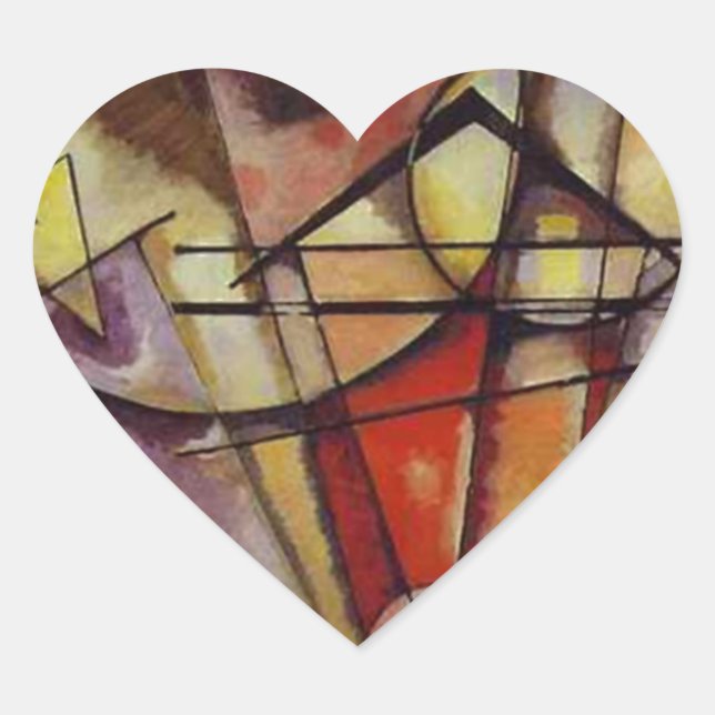Kandinsky Abstrakt Circles Herz-Aufkleber (Vorderseite)