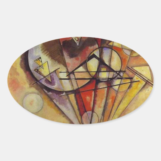 Kandinsky Abstrakt Circles Ovaler Aufkleber (Vorderseite)