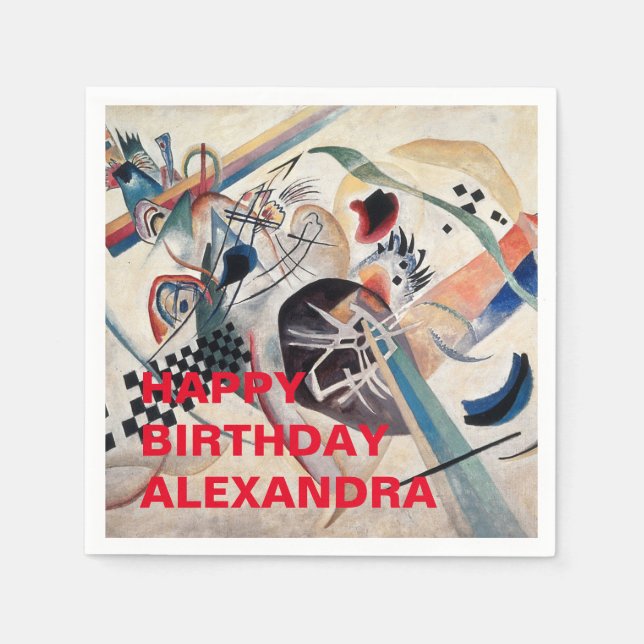 Kandinsky Abstrakt Happy Birthday Serviette (Vorderseite)