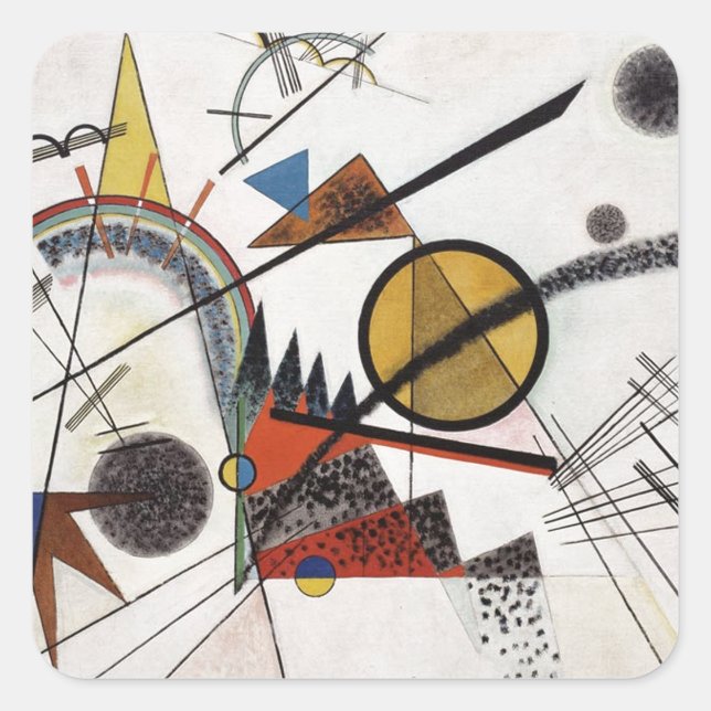 Kandinsky Abstrakt Painting Artwork Quadratischer Aufkleber (Vorderseite)