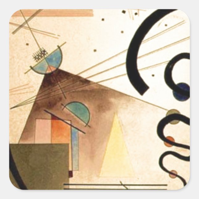 Kandinsky Abstrakt Quadratischer Aufkleber (Vorderseite)
