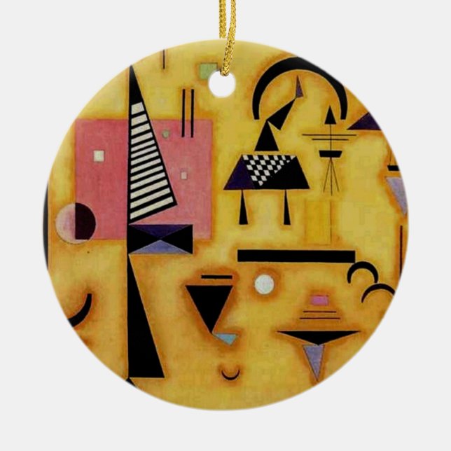 Kandinsky Abstrakte entscheidende rosa geometrisch Keramik Ornament (Vorne)