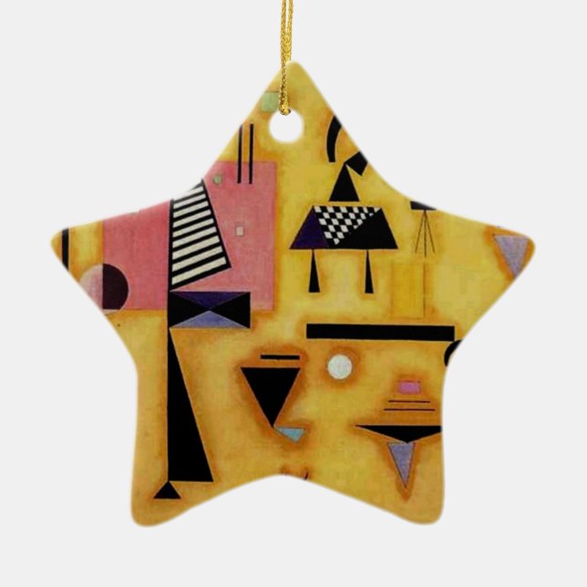 Kandinsky Abstrakte entscheidende rosa geometrisch Keramik Ornament (Vorne)