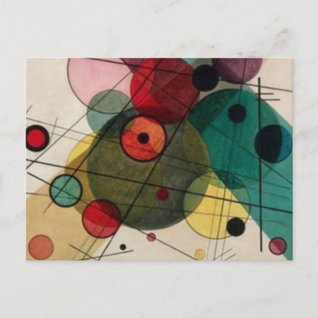Kandinsky-Abstrakte Kreise in einer Circle-Postkar Postkarte (Vorderseite)