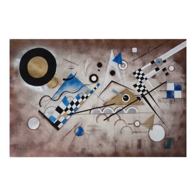Kandinsky abstrakte Malerei Mitte des Jahrhunderts Fotodruck (Vorne)