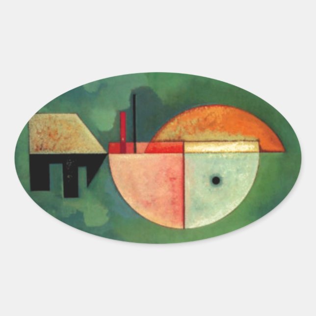 Kandinsky Abstraktes Aufzeichnen Ovaler Aufkleber (Vorderseite)