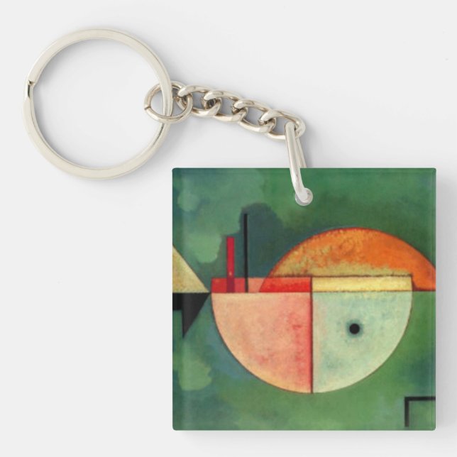 Kandinsky Abstraktes Bild nach oben grün Schlüsselanhänger (Vorderseite)