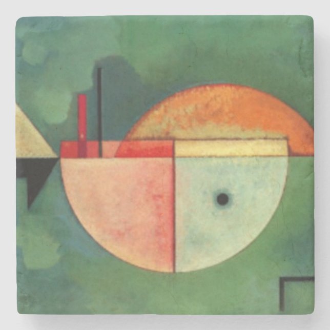 Kandinsky Abstraktes Bild nach oben grün Steinuntersetzer (Vorderseite)