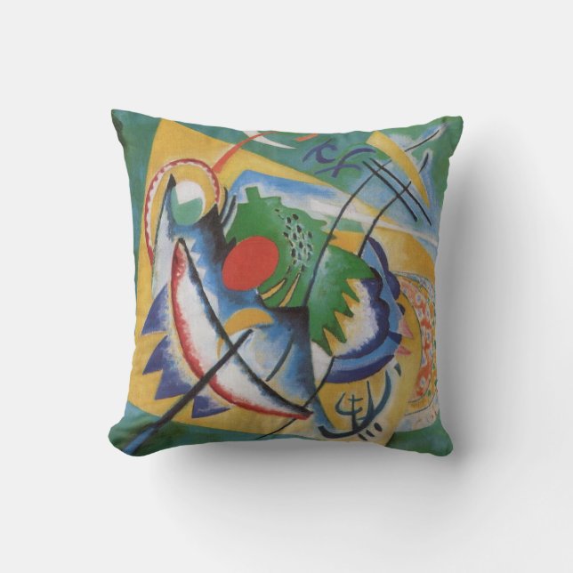 Kandinsky Abstraktes "Oval Red", grünes Gelb Kissen (Vorderseite)