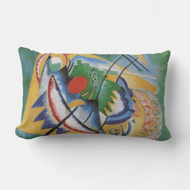 Kandinsky Abstraktes "Oval Red", grünes Gelb Lendenkissen (Vorderseite)