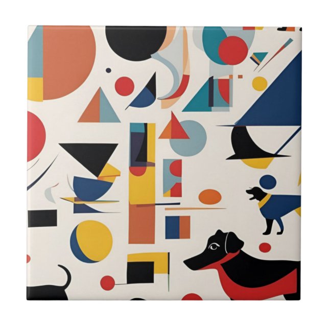 Kandinsky art & Dog lover / Fliese (Vorderseite)