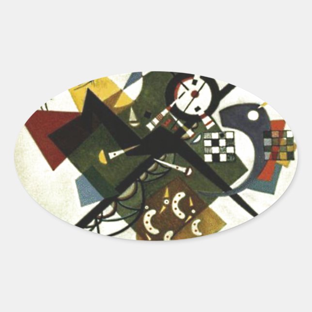 Kandinsky auf Weiß II Ovaler Aufkleber (Vorderseite)