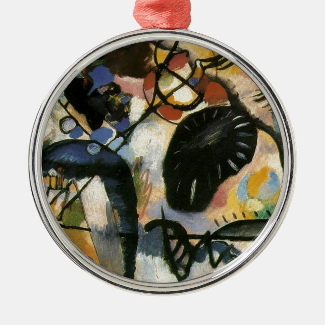 Kandinsky Black Spot Abstract Artwork Silbernes Ornament (Vorne)