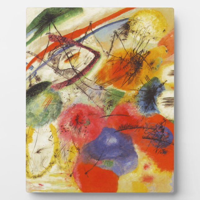 Kandinsky Black Strokes Abstrakte Malerei Fotoplatte (Vorderseite)