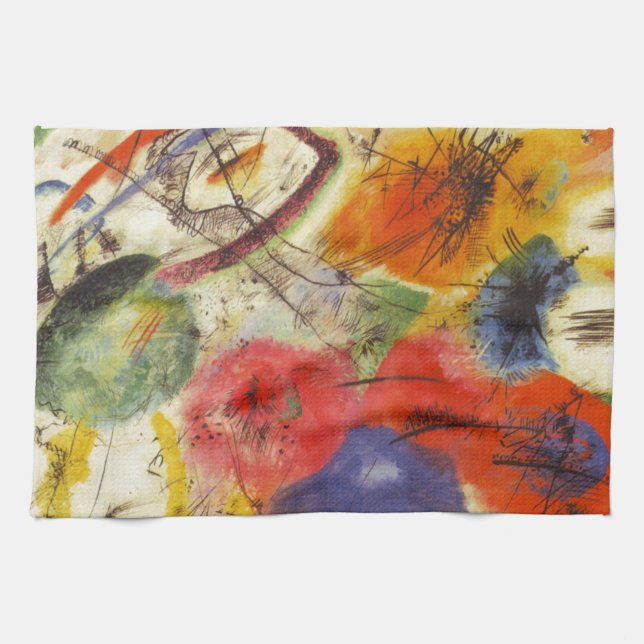 Kandinsky Black Strokes Abstrakte Malerei Geschirrtuch (Horizontal)