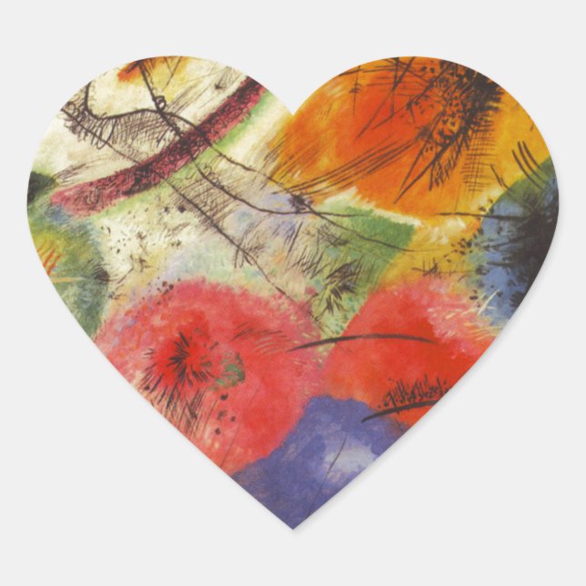 Kandinsky Black Strokes Abstrakte Malerei Herz-Aufkleber (Vorderseite)