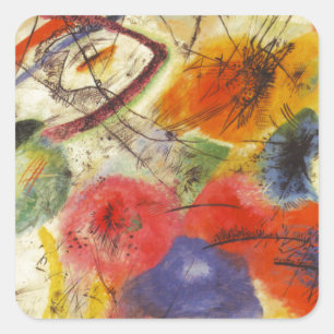 Kandinsky Black Strokes Abstrakte Malerei Quadratischer Aufkleber