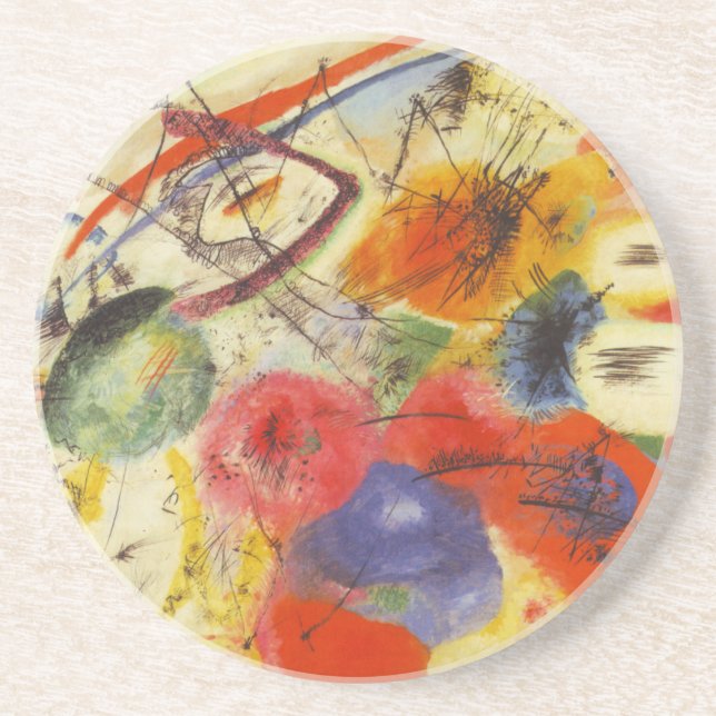 Kandinsky Black Strokes Abstrakte Malerei Sandstein Untersetzer (Vorne)