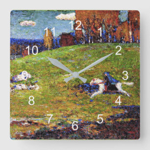Kandinsky - Blauer Reiter, Landschaftsmalerei Quadratische Wanduhr