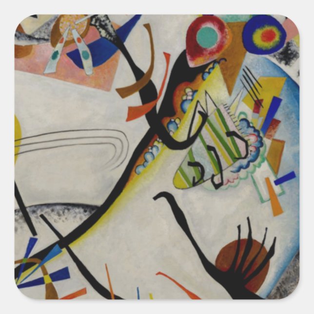 Kandinsky Blue Segment Quadratischer Aufkleber (Vorderseite)