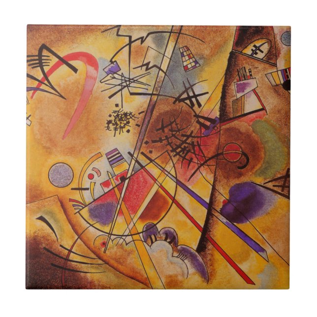 Kandinsky Brown Yellow Red Blue Fliese (Vorderseite)