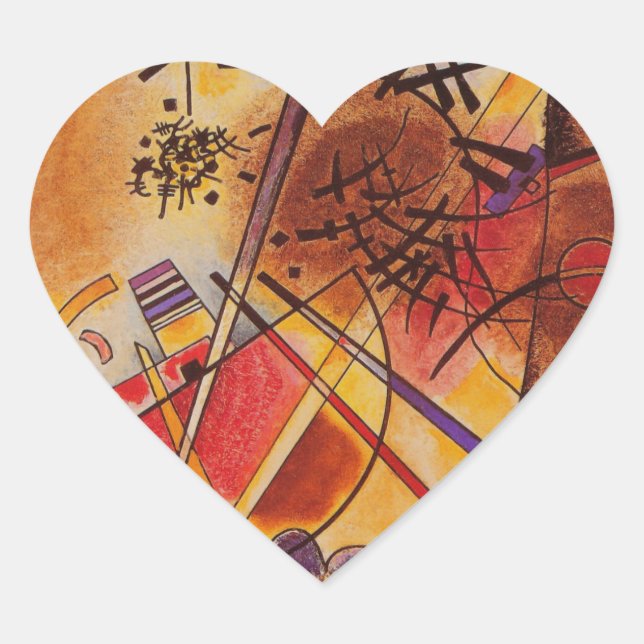 Kandinsky Brown Yellow Red Blue Herz-Aufkleber (Vorderseite)