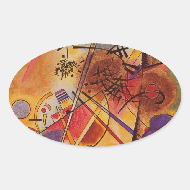 Kandinsky Brown Yellow Red Blue Ovaler Aufkleber (Vorderseite)