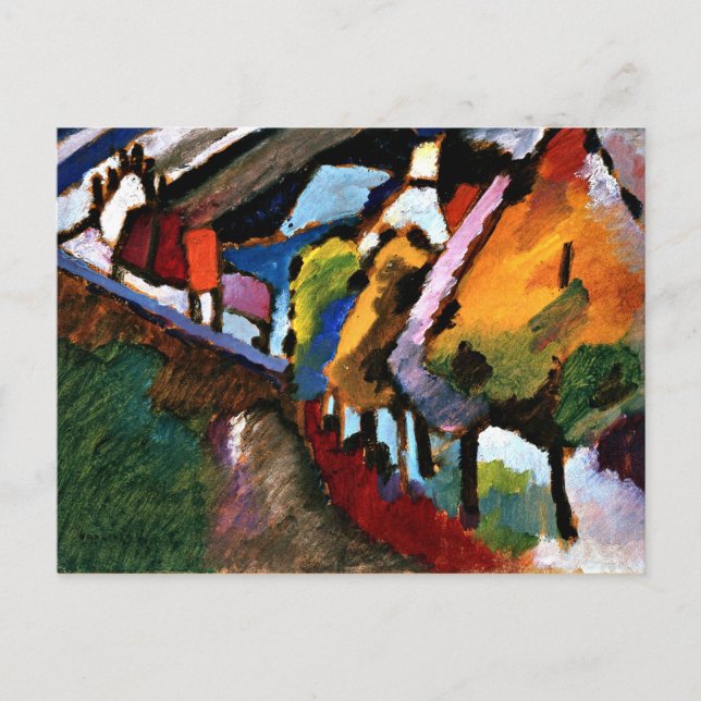 Kandinsky - Burg und Kirche von Murnau Postkarte (Vorderseite)