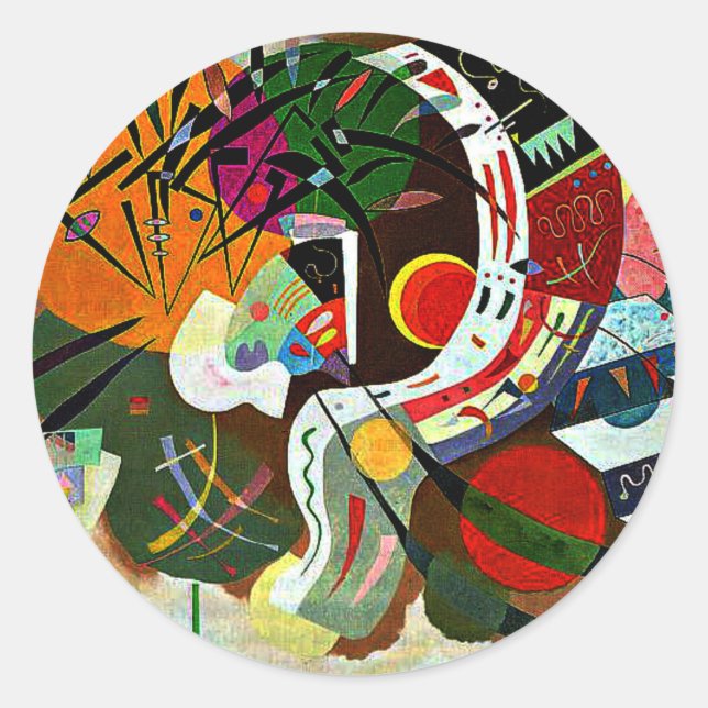 Kandinsky - Dominant Curve, berühmtes Bild, Runder Aufkleber (Vorderseite)