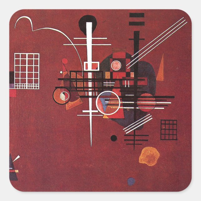 Kandinsky - Dull Red Quadratischer Aufkleber (Vorderseite)