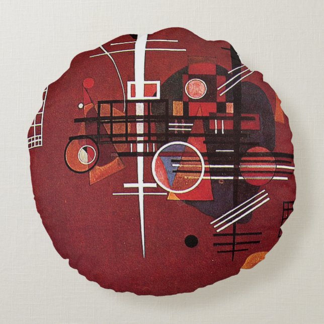 Kandinsky - Dull Red Rundes Kissen (Rückseite)