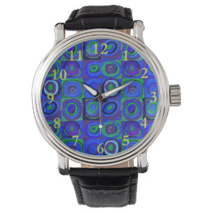 Kandinsky Farbforschung Quadrate Blue Squares Armbanduhr