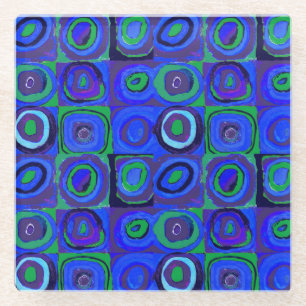 Kandinsky Farbforschung Quadrate Blue Squares Glasuntersetzer