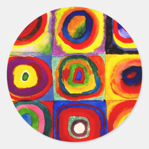 Kandinsky Farbstudie Quadrate Quadrate Kreise Kuns Runder Aufkleber