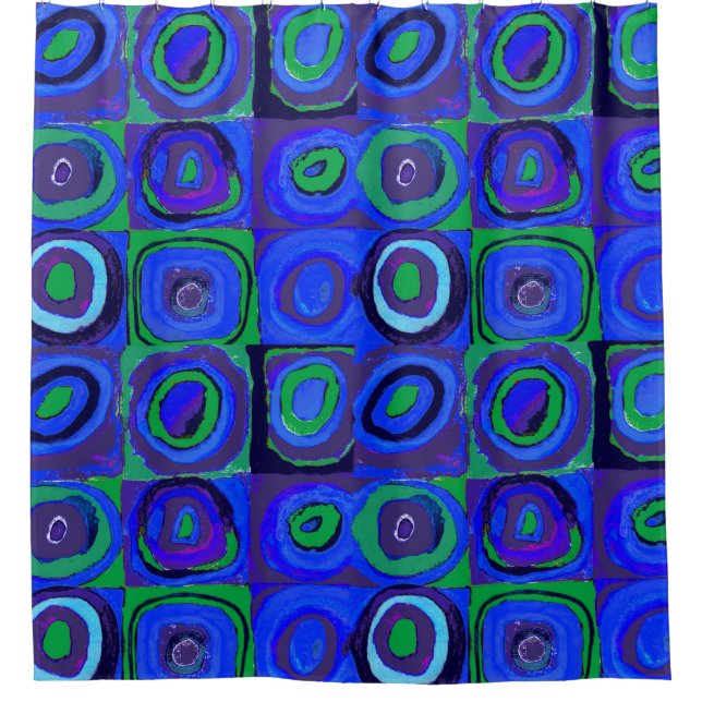 Kandinsky Farbstudien Blue Quadrate Square Circle Duschvorhang (Vorderseite)