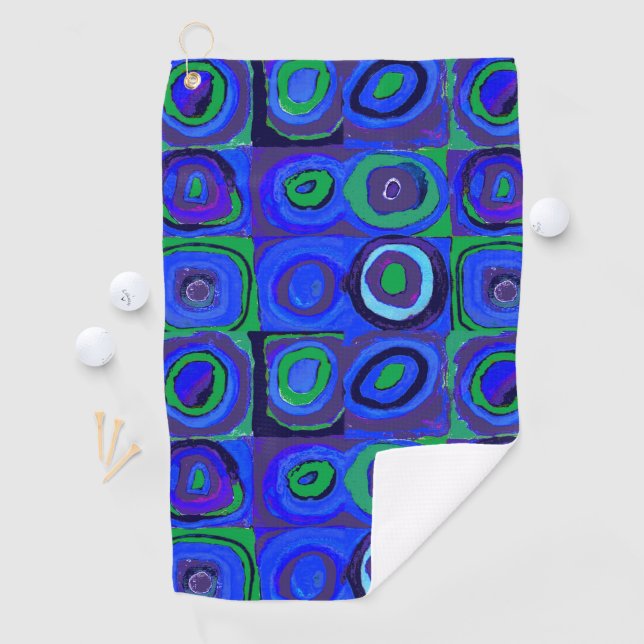 Kandinsky Farbstudien Blue Quadrate Square Circle Golfhandtuch (Insitu)