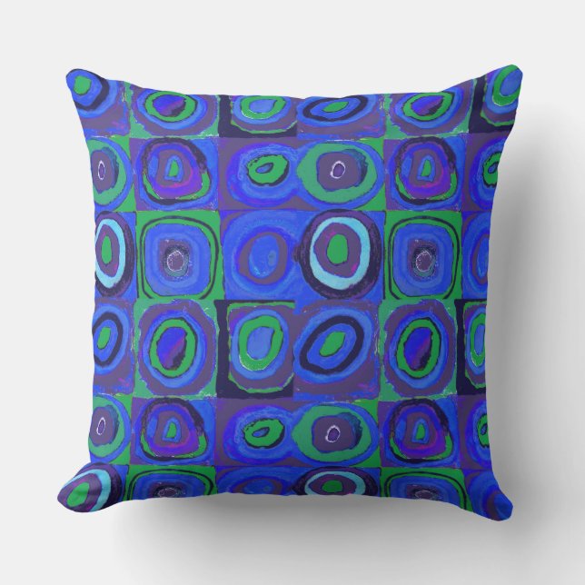 Kandinsky Farbstudien Blue Quadrate Square Circle Kissen (Vorderseite)