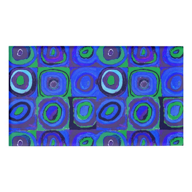 Kandinsky Farbstudien Blue Quadrate Square Circle Namenschild (Vorderseite)