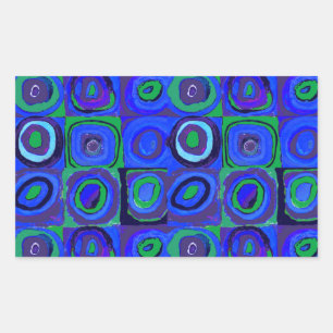 Kandinsky Farbstudien Blue Quadrate Square Circle Rechteckiger Aufkleber